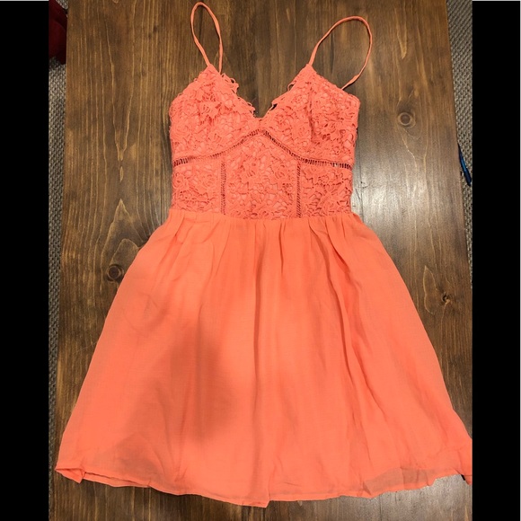 Hollywood Rage Wholesale Dresses & Skirts - Coral Dress with cut out floral top detail